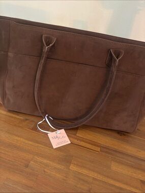 Brown Suede Tote Bag